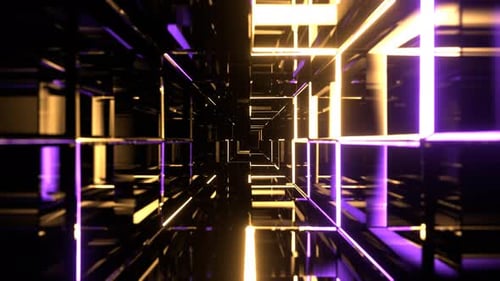 Light Yellow And Purple Beautiful Abstract Neon Infinity Background Vj Loop In 4K