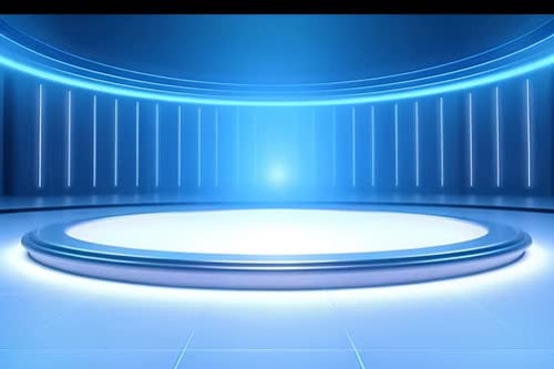 Futuristic Blue Circular Stage Podium Animated Background