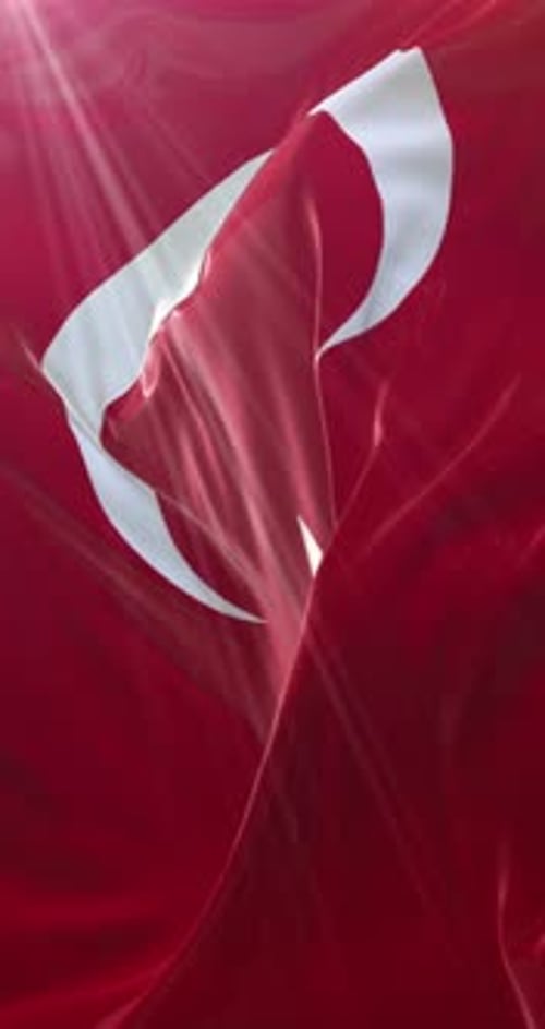 Realistic Waving National Flag with Crescent Moon and Star