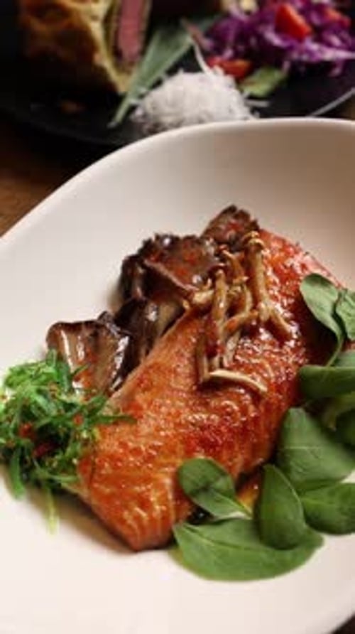 Crispy Poultry Dish with Greens on Plate