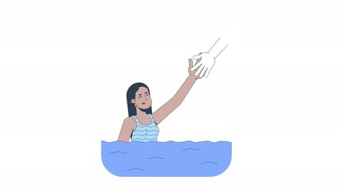 Woman drowning in depression 2D animation