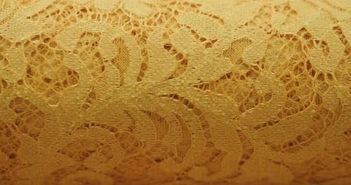 Golden Lace Fabric Texture Close-Up