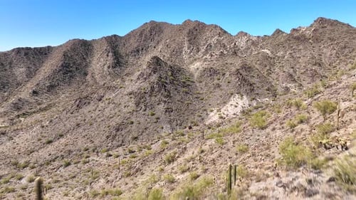 Aerial view of desert mountain landscape, United States.