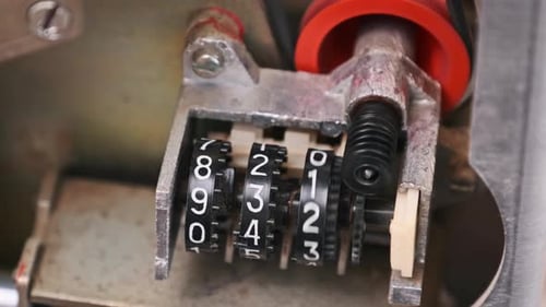 Numbered Wheels Mechanical Counter in Action