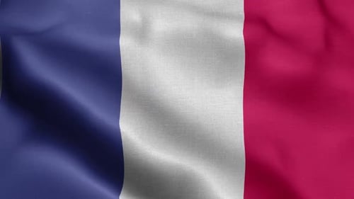 Dynamic French Flag Waving in Realistic Fabric Motion
