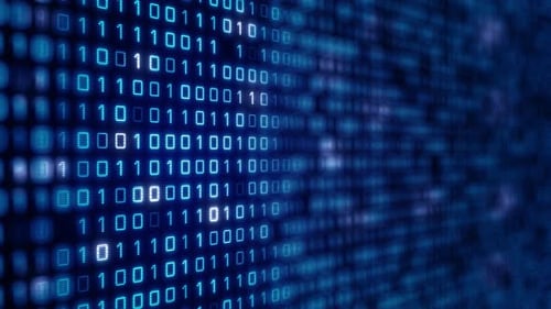 Seamless Blue Binary Code Digital Data Stream Background