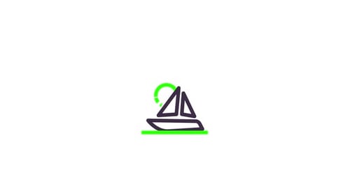 Minimalist Animated Sailboat Line Art Icon