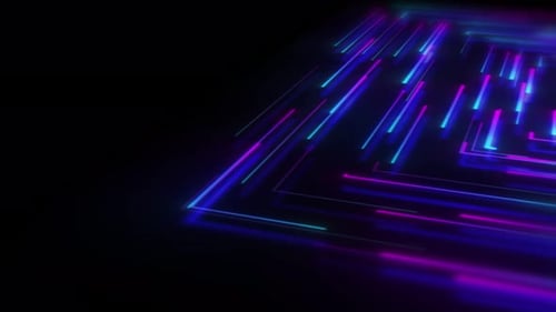 Abstract Glowing Neon Lines Grid Tech Background