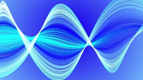 Abstrakter glühender verdrehter Wellenlinienhintergrund. Leuchtende Neonlinien-Partikelwelle, moderne Animation