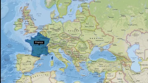 Animated Europe Map Zoom to France
