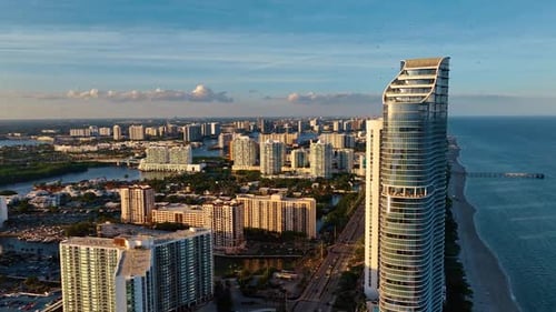 Cinematic view on sunny Miami, Florida, USA.