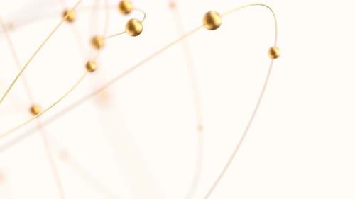 Elegant Golden Spheres Moving in Abstract Paths Background