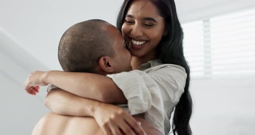 Affectionate Couple Embracing in Home