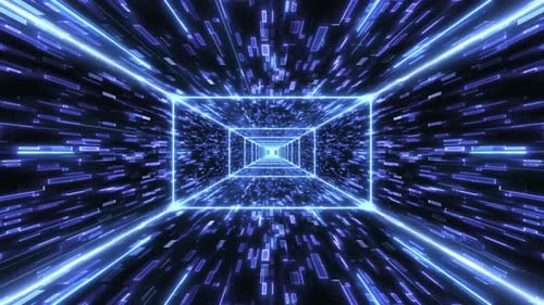 Futuristic Digital Data Tunnel Seamless Loop Background