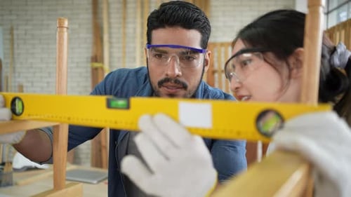 Carpenter workers working in workshop