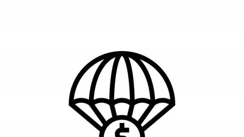 Minimalist Animated Dollar Sign Parachute Delivery Icon