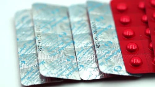 Close-up of colorful Blister Packs of Pills