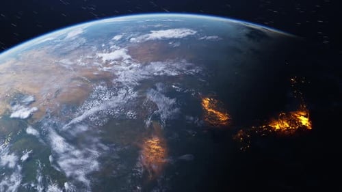 The Change of Day and Night on Planet Earth a View From Space 3D Render of Earth with a Detailed