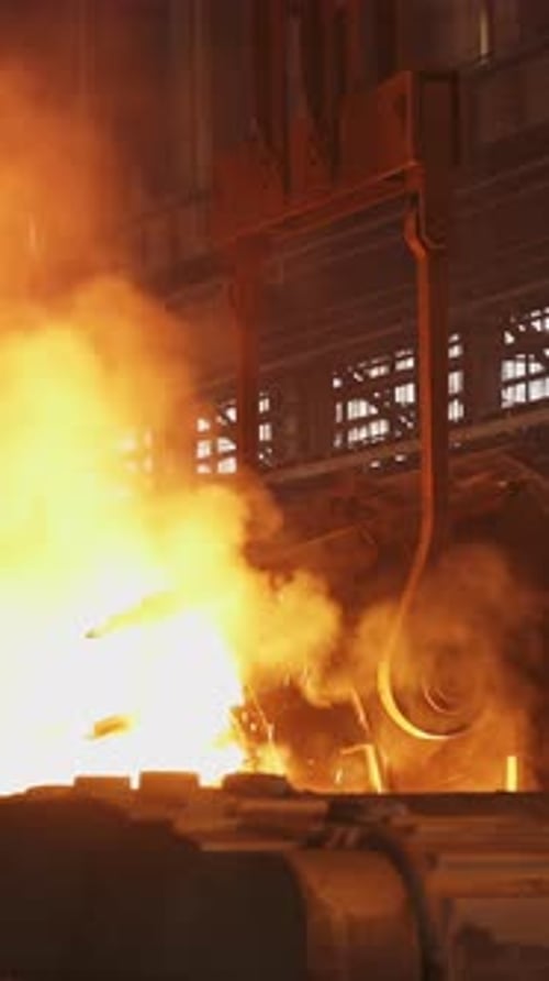 Molten Metal Pouring in Steel Mill Montage Stock Clip