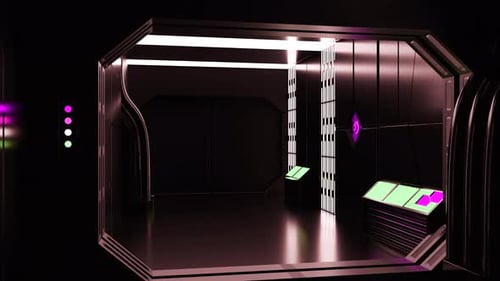 Futuristic 3d corridor with metal walls