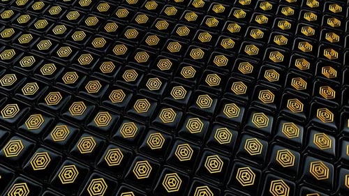 Golden Hexagon Cube Pattern Looping Background