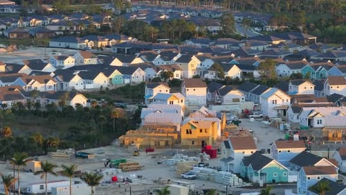 Aerial View of New Suburban Development Construction