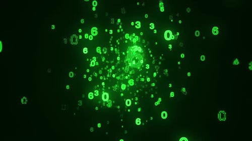 Green Flying Numbers Countdown Background Loop V3