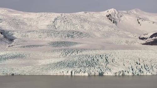Drone view of Fjallsárlón glacier lagoon in Vatnajökull National Park, Iceland