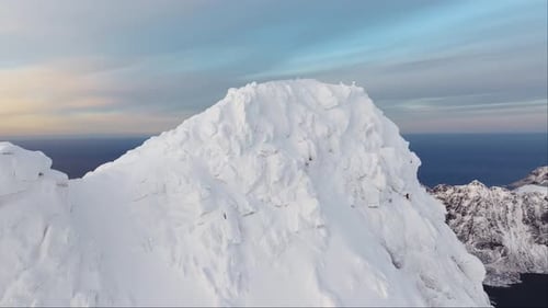 Aerial View of Beautiful Snowy Mountains in Norway