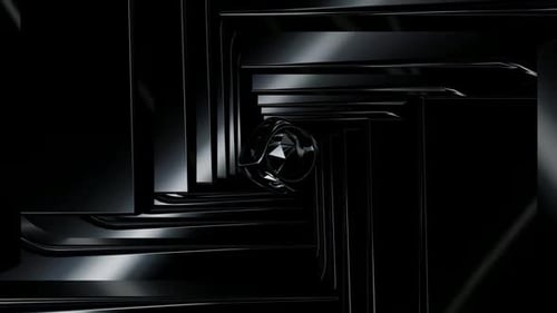 Movement Through a Tunnel of Black Shapes, Exclusive, 3D Render, Reflection, Background