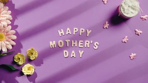 Pastel Mother's Day with Flowers and Gift