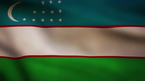 Realistic Waving Uzbekistan National Flag Background Animation