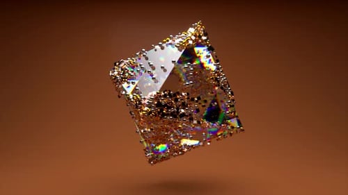 Sparkling Abstract Diamond Shape Rotation Animation