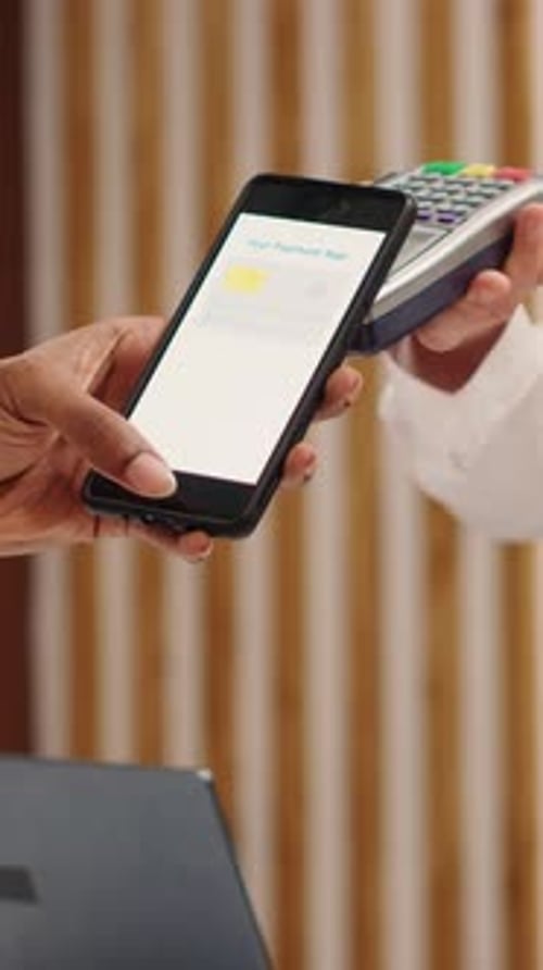 Vertical Video Tourist Using Banking App Close Up