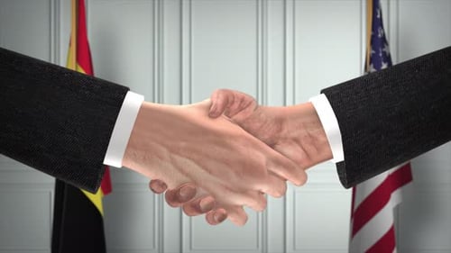 International Handshake Agreement with National Flags