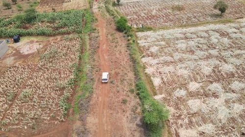 Aerial outdoor 4 x4 transportation nature car vehicle drive adventure drone dirt journey road. a dro