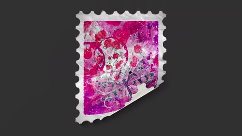 Paper Postage Stamp Ephemera Collage