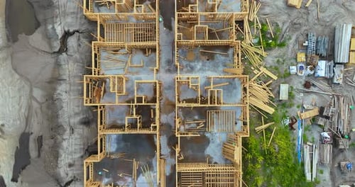 Development of Residential Housing in American Suburbs Unfinished Frames of Apartment Condos with