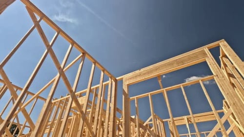 House Framework Construction Against a Clear Sky