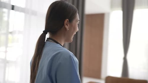 Nurse is take care senior woman at home.