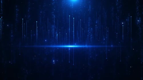 Digital network streaming data particles, fast digital information technology advancement. Virtual D