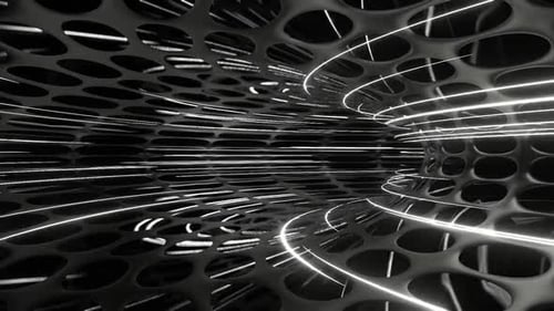 White Sci Fi Neon Ring Movement Background Vj Loop In HD