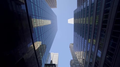 Cityscape Skyline View of High Rise Corporate Office Business District Blocks