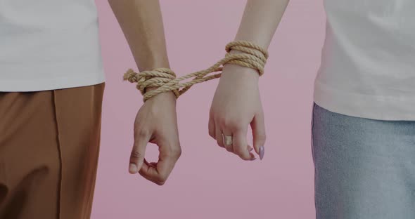 Couple Bonded Together by Rope on Wrists, People Stock Footage ft. bond ...