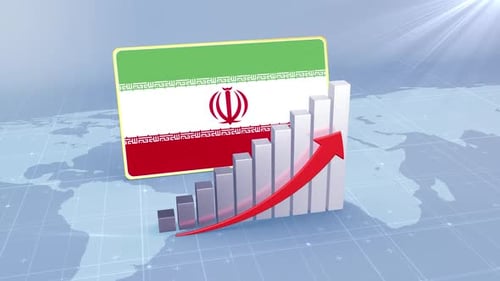 Iran Economic Growth Bar Chart Graph Rising Red Arrow