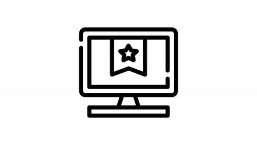 Animated Minimalist Monitor Icon with Bookmark Star