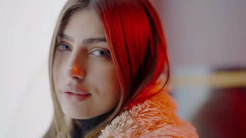 Closeup Portrait of Beautiful Sexy Female with Gaze