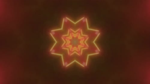 Abstract Neon Star Kaleidoscope Pattern Loop Background