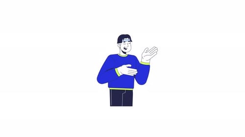 Flat Design Animated Man Explaining and Gesturing