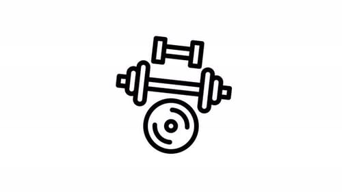 Animated Fitness Gym Equipment Line Art Icon